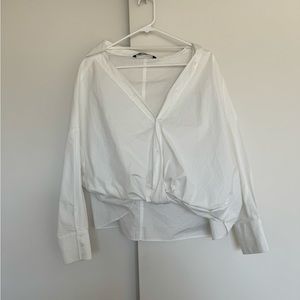 Zara Cropped and Tied White Shirt